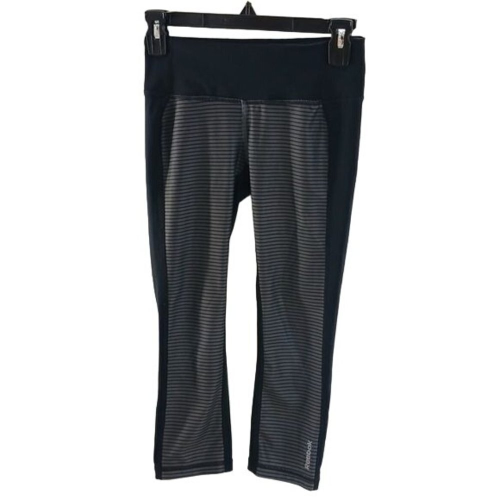 Reebok Womens Leggings XS Black Compression Cropped Athletic Workout Pants